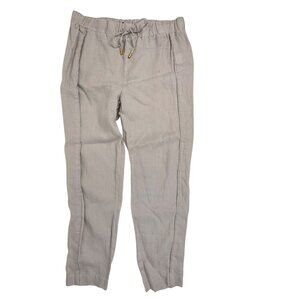 Ellen Tracy Women's Linen Drawstring Casual Pants Beige Size S